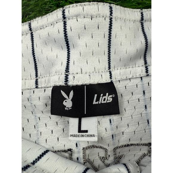 Playboy x Lids Pinstripe Baseball Jersey Sz L Gray Black Bunny Logo 00 Mens - Picture 6 of 10
